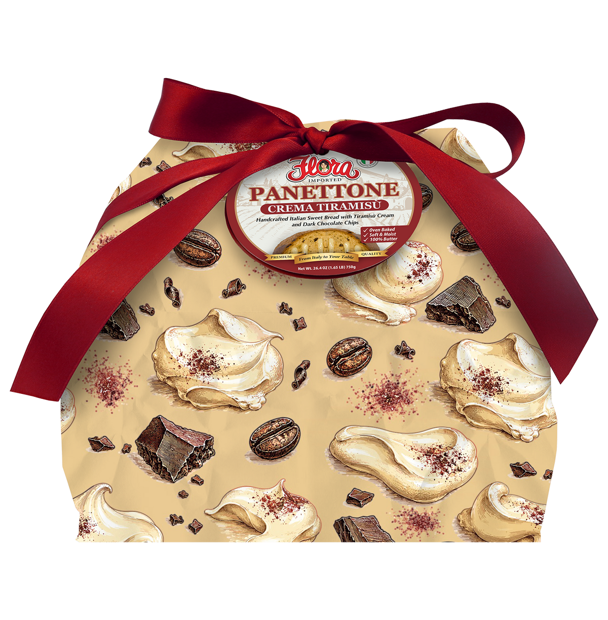 Handmade Panettone with Tiramisu Cream & Dark Chocolate Chips - 26.4 oz