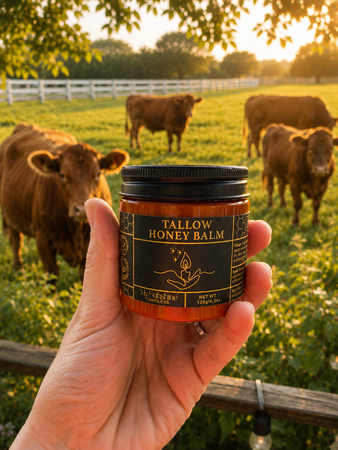 Organic Grass-Fed Beef Tallow Balm with Raw Honey – Handmade Deep Moisturizing Skin Balm for Dry Skin, Face & Body Care