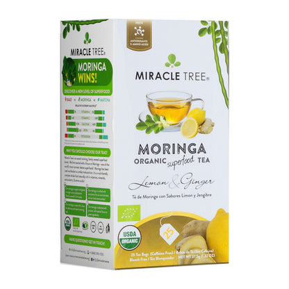 Organic Moringa Tea - Lemon & Ginger - Caffeine-Free Herbal Tea