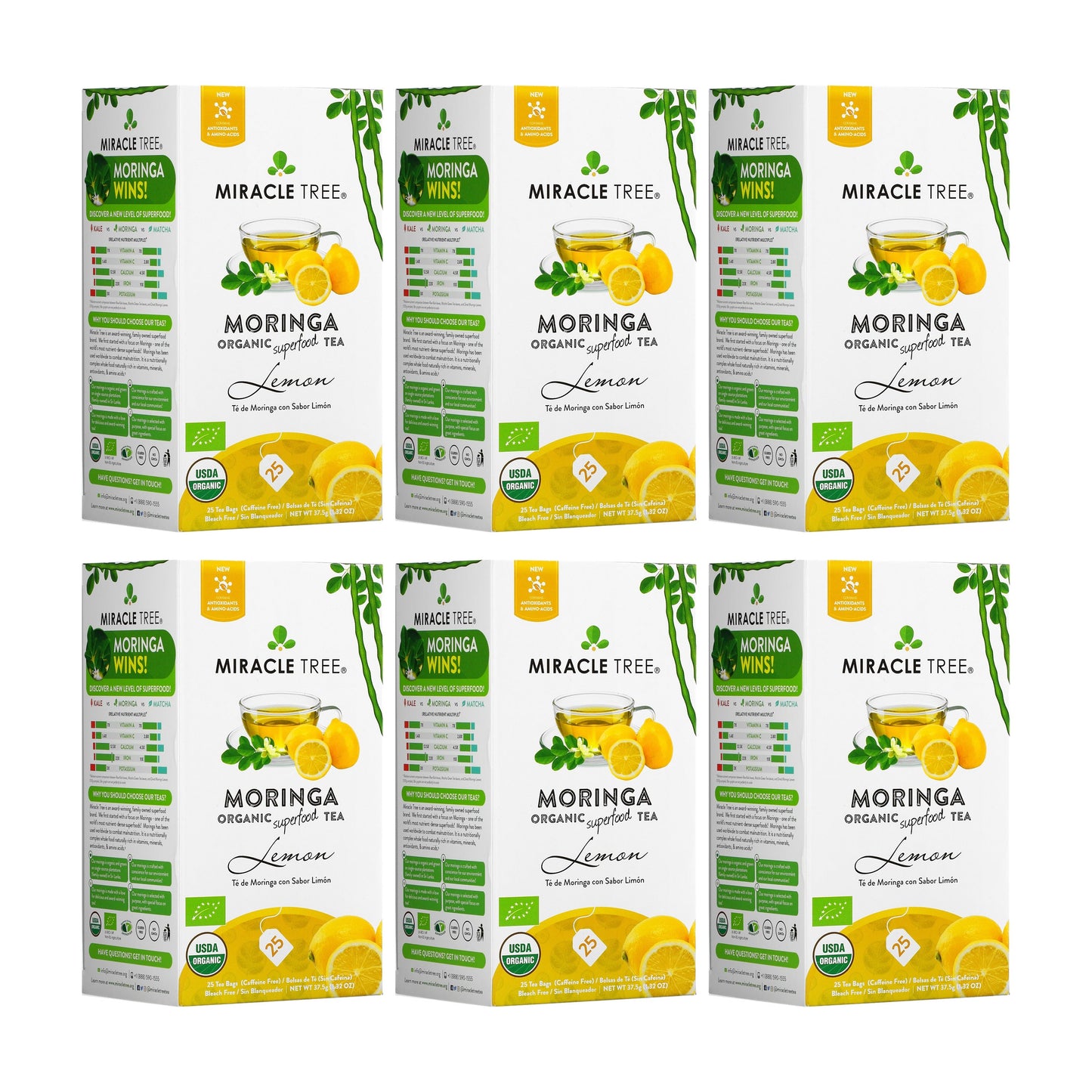 Organic Moringa Tea - Lemon - Caffeine-Free Herbal Tea