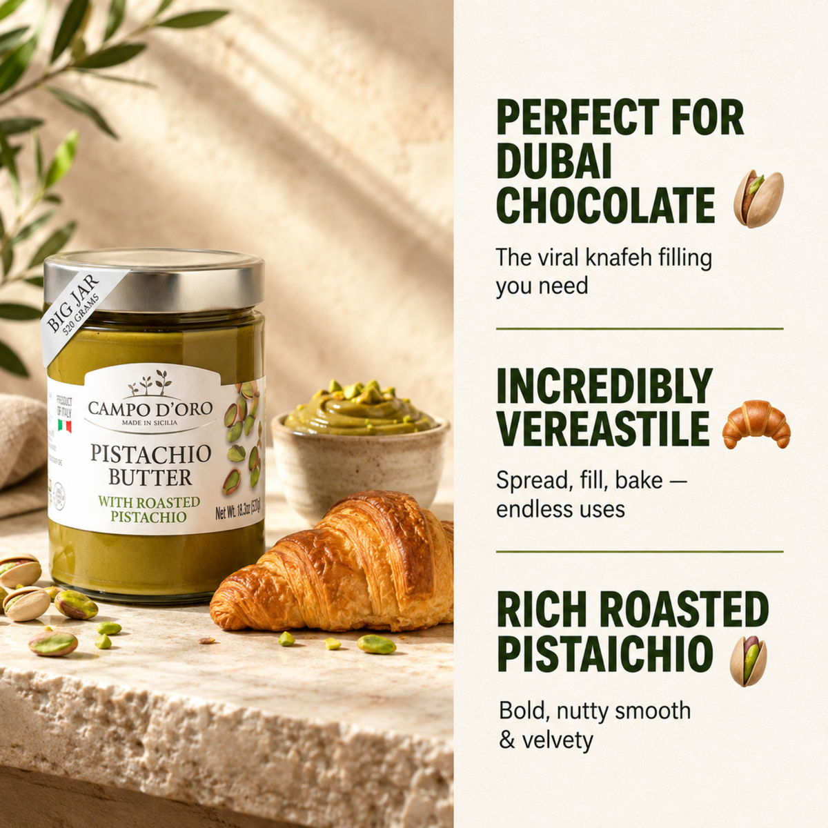 Campo D'Oro, Pistachio Butter Cream, 21.2oz