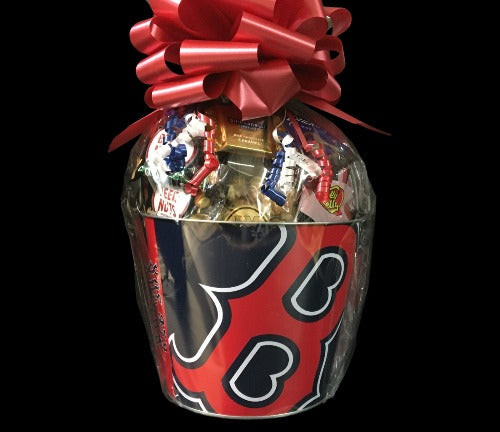 Boston Red Sox Gift Tin Basket - Savory or Sweet Snacks - Made in USA
