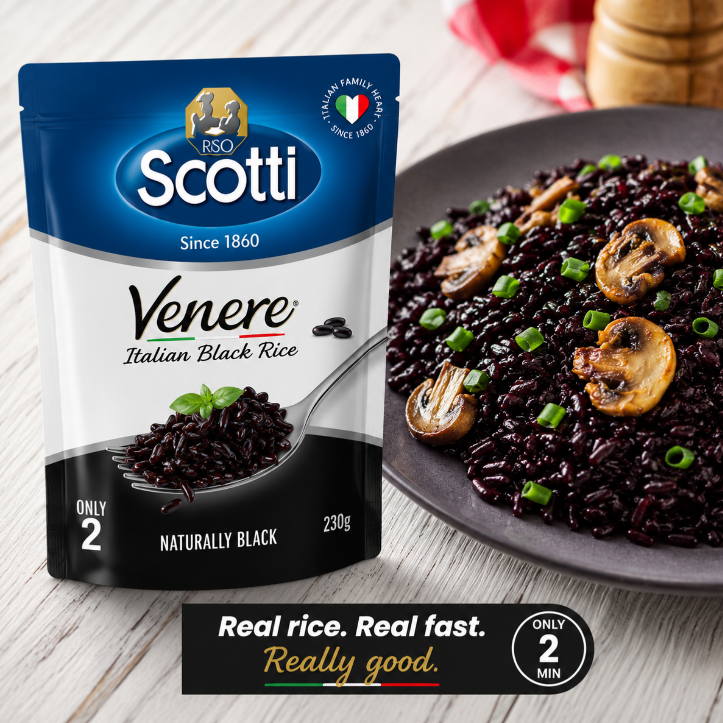 Riso Scotti, Microwave Venere Wholegrain Black Rice, 230g