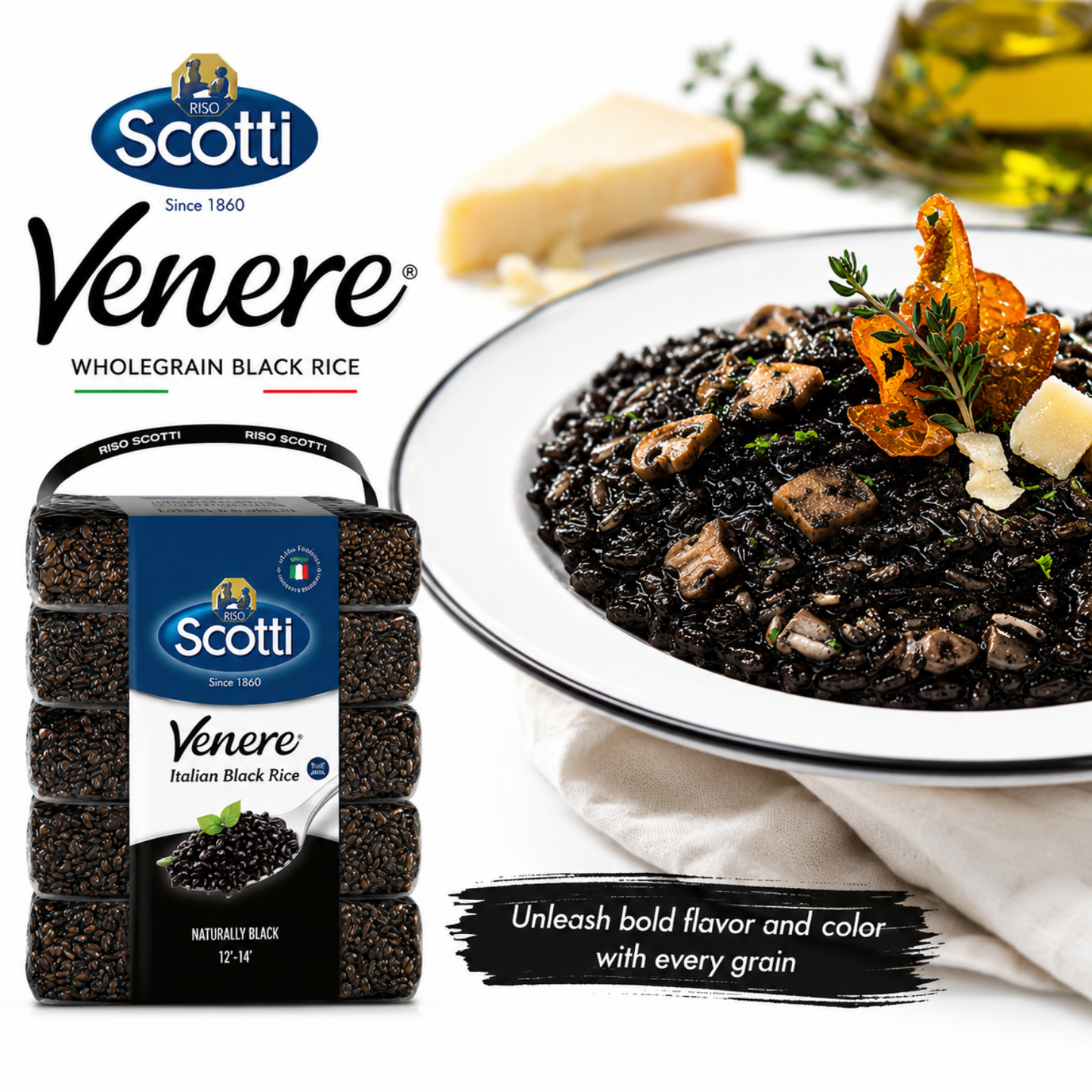 Riso Scotti Venere Black Italian Rice – Bulk (5 x 1 kg / 11 lb)