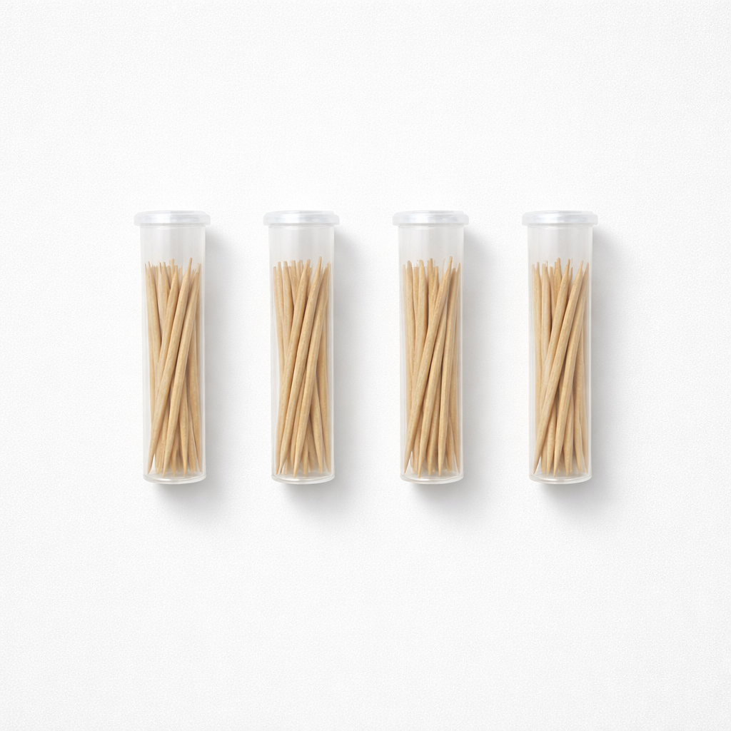 36 Qty Unflavored Birchwood Toothpicks in Plastic Tubes