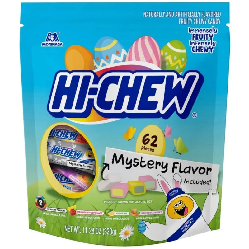 Morinaga Hi-Chew Easter Chewy Candy Mix Stand Up Pouch with Strawberry Lemonade, Yuzu Lime, Rainbow Sherbet