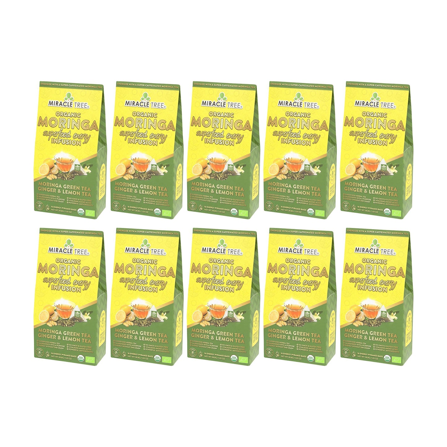 Organic Moringa Energy Tea - Ginger Lemon - Natural Coffee Alternative