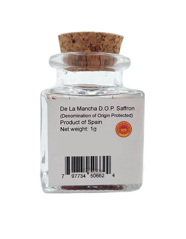 La Mancha D.O.P. Spanish Saffron 1g Glass Bottle, Certified Organic