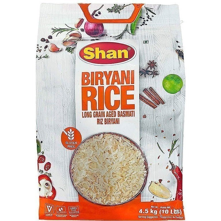 Shan Extra Long Grain Basmati Biriyani Rice – 10Lb – Groceryeshop