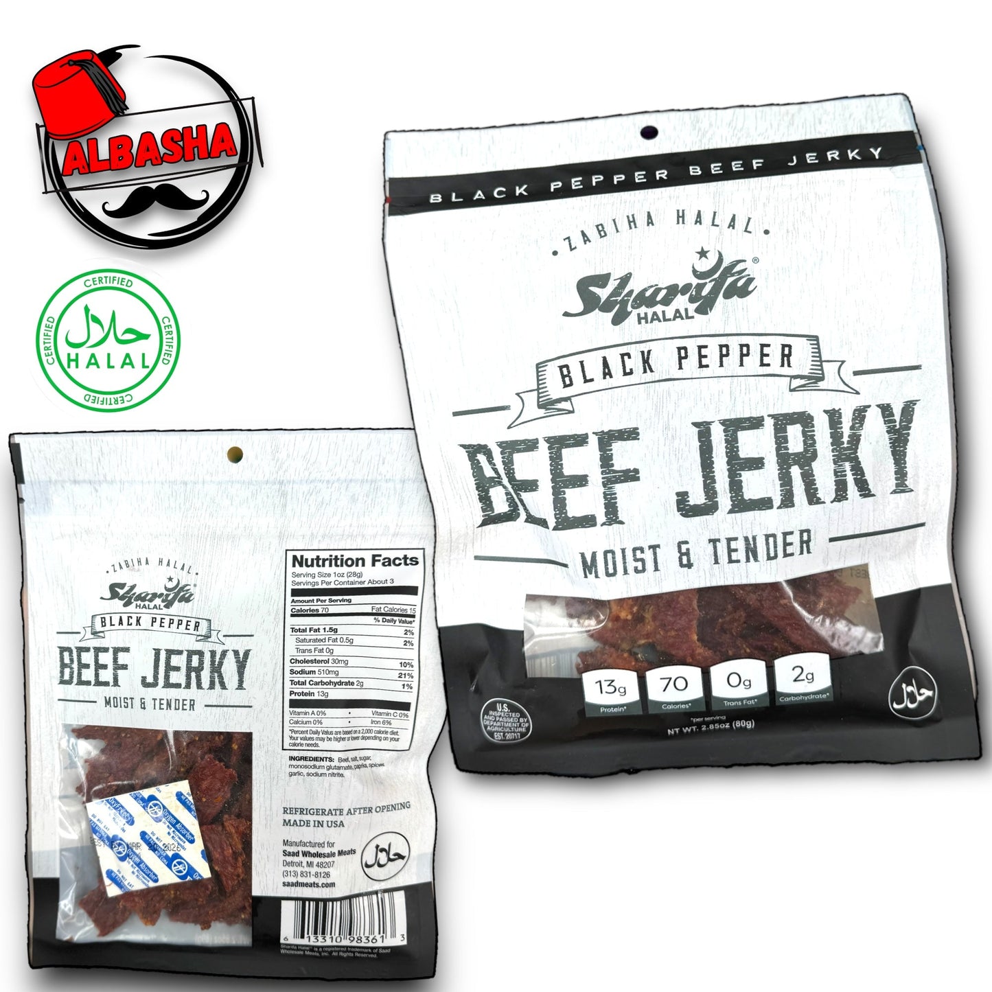 Sharifa Halal Beef Jerky – Six Flavors (80g)