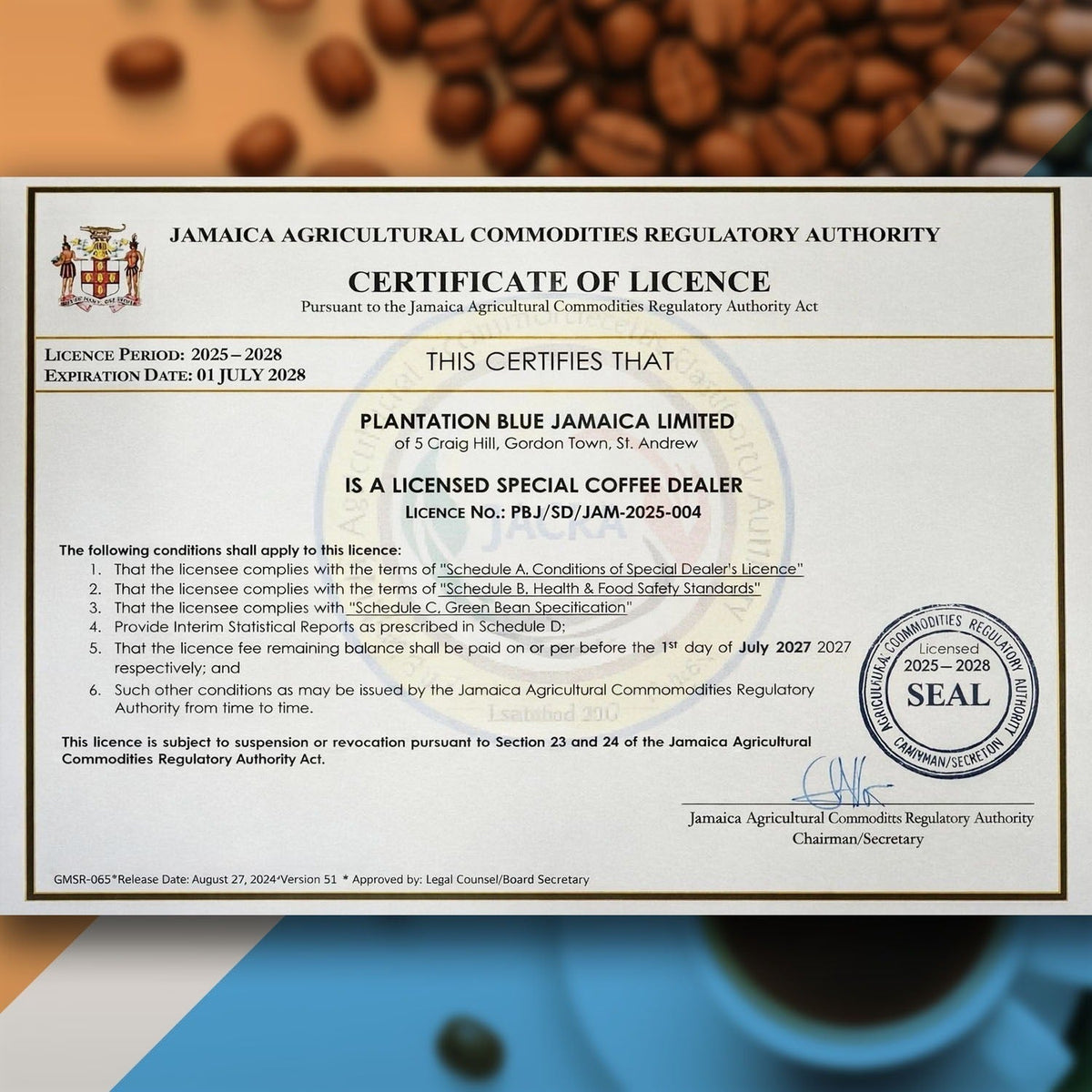 Plantation Blue 100% Jamaica Blue Mountain Coffee - Dark Roasted & Ground (12oz)