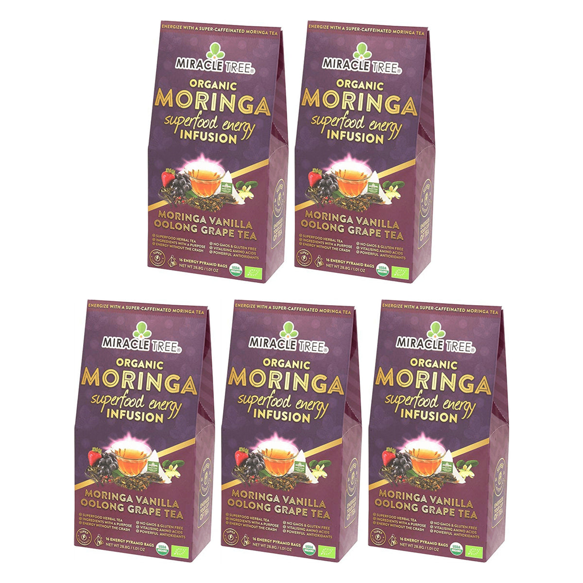 Organic Moringa Energy Tea - Grape Vanilla - Natural Coffee Alternative