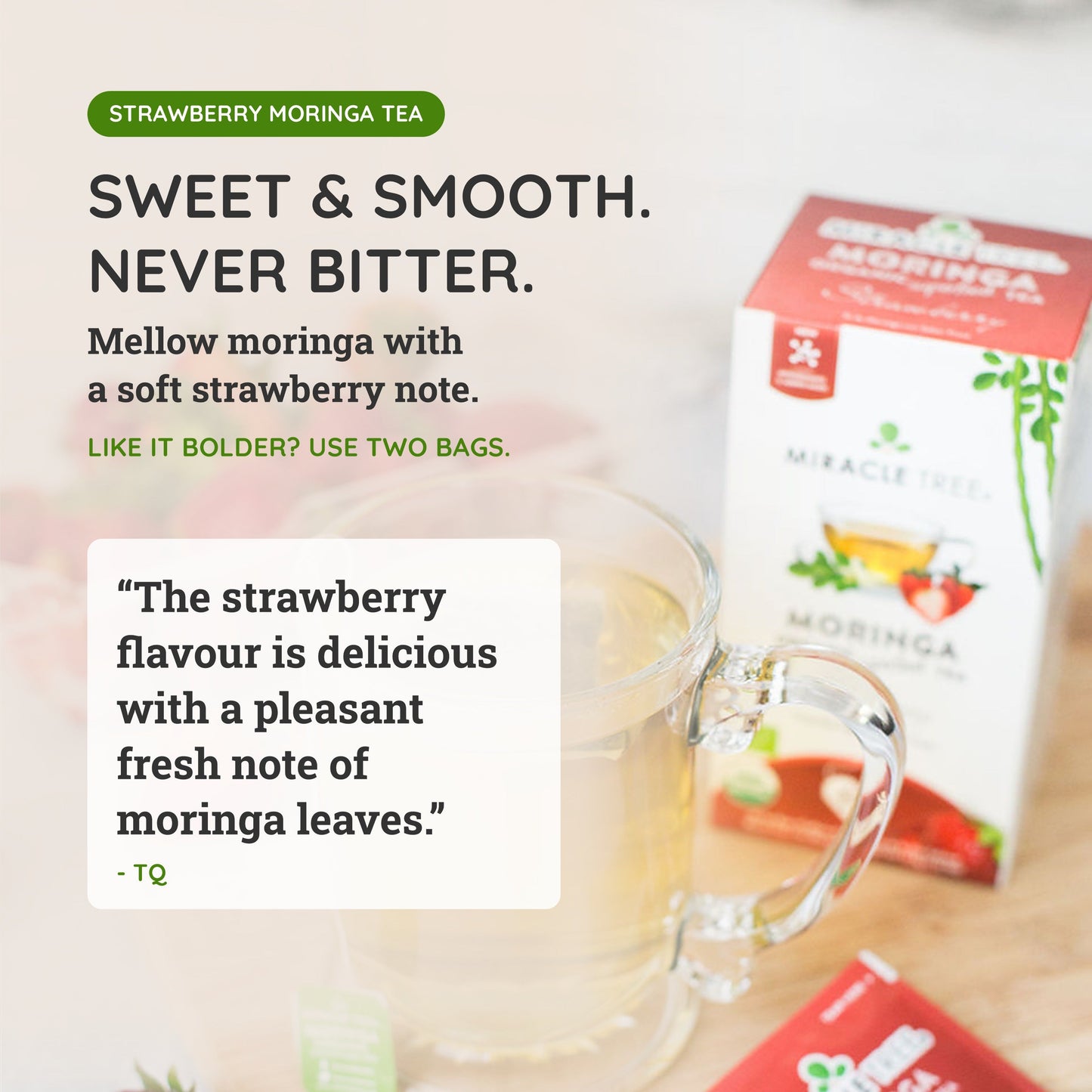 Organic Moringa Tea - Strawberry - Caffeine-Free Herbal Tea