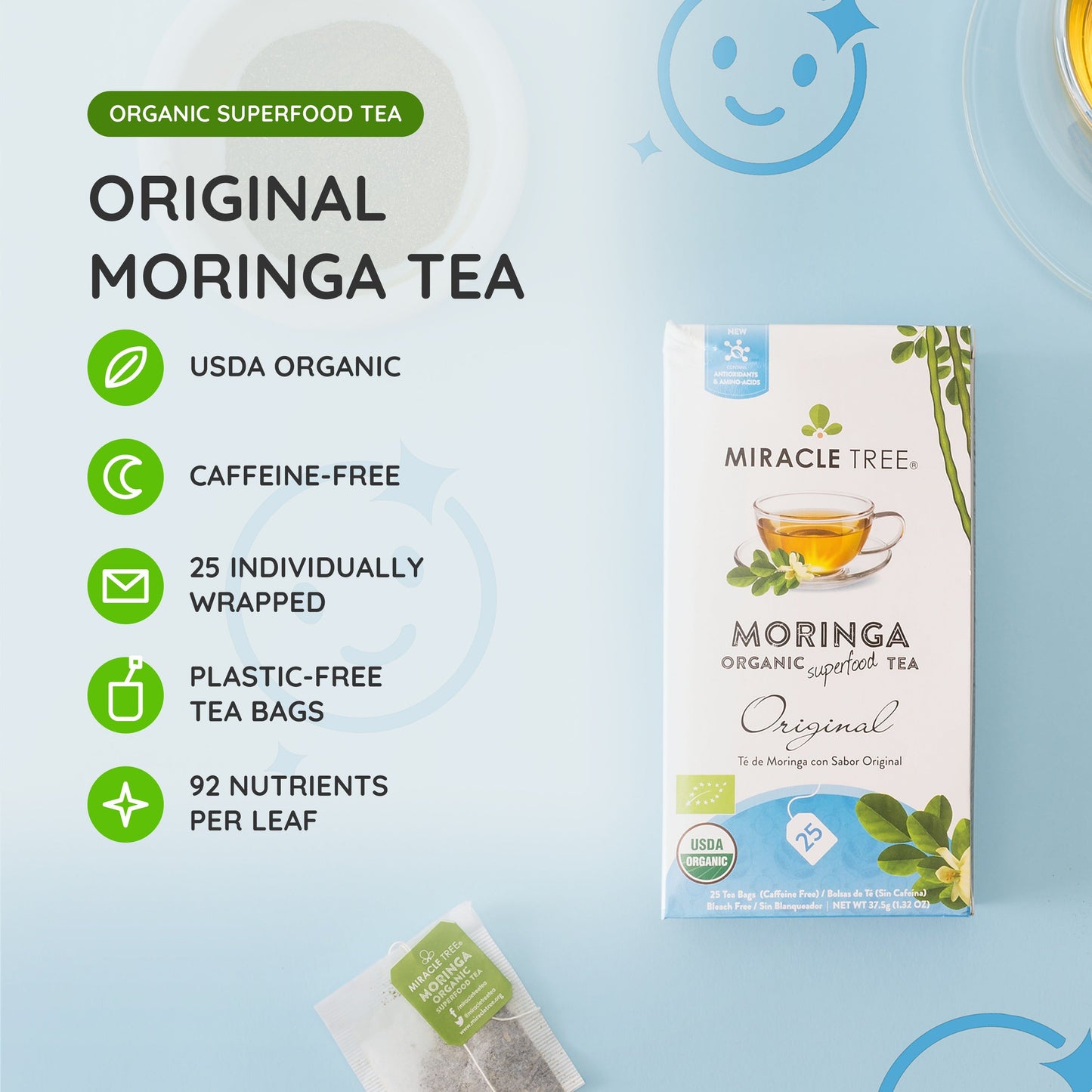 Organic Moringa Tea - Original - Caffeine-Free Herbal Tea