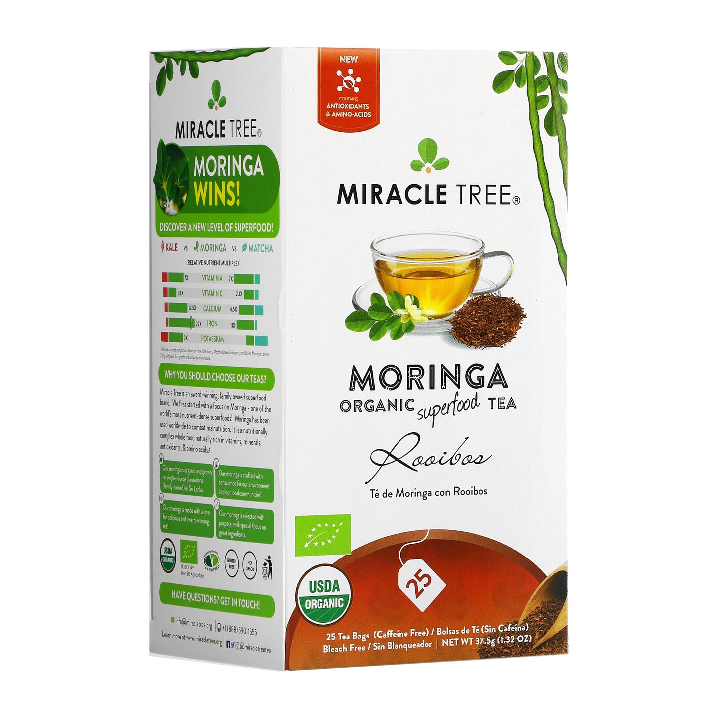 Organic Moringa Tea - Rooibos - Caffeine-Free Herbal Tea