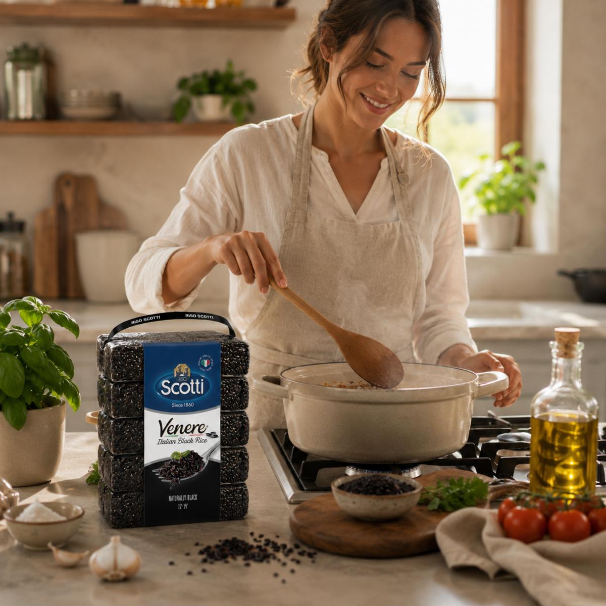 Riso Scotti Venere Black Italian Rice – Bulk (5 x 1 kg / 11 lb)