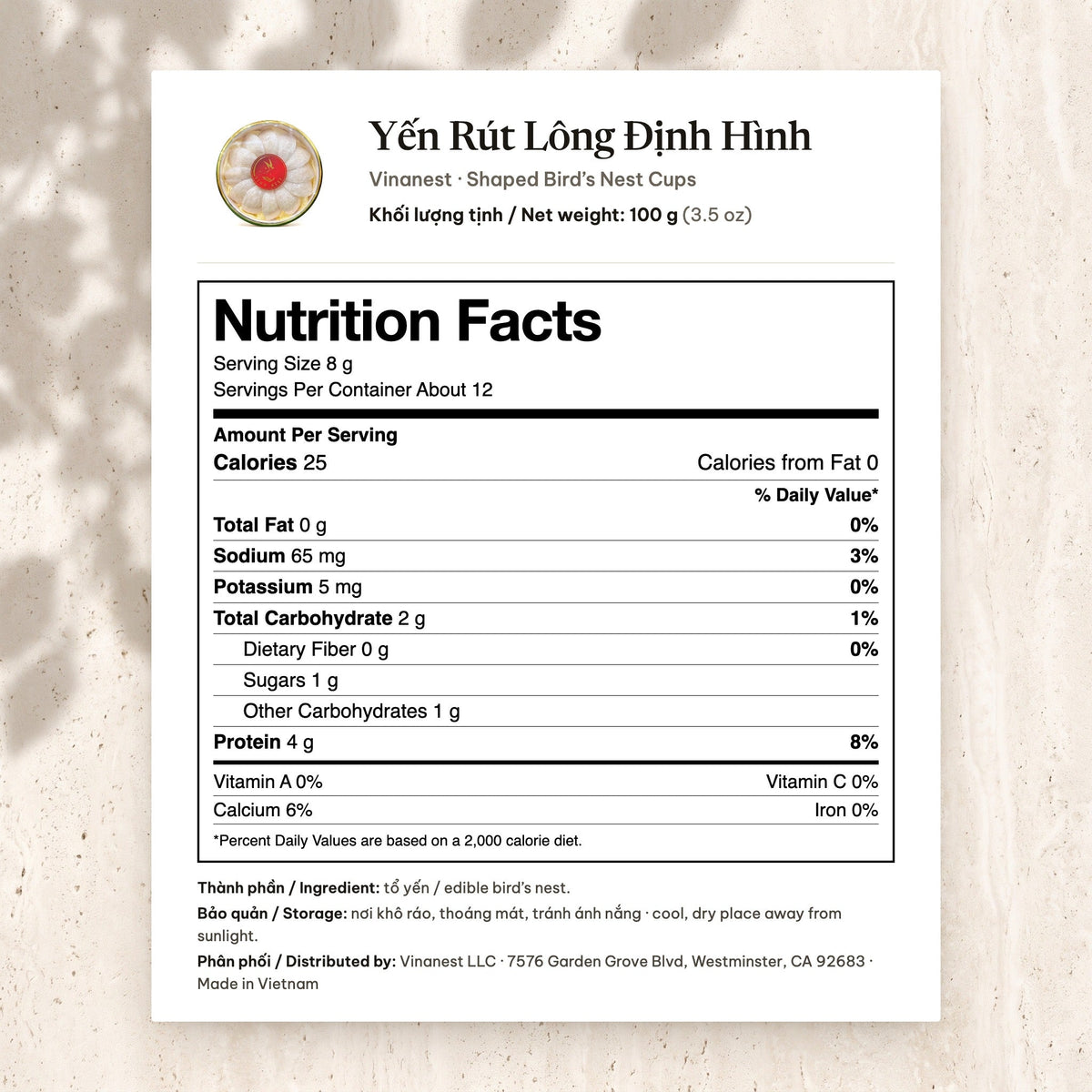 Vinanest A5 (Yên Rút Lông Định Hình) 100GR