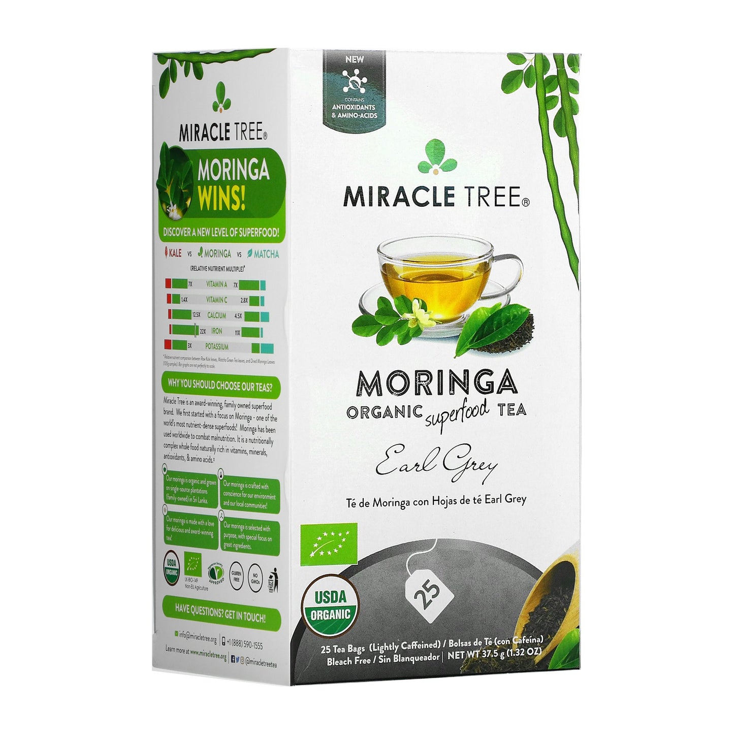 Organic Moringa Tea - Earl Grey - Lightly Caffeinated Herbal Tea
