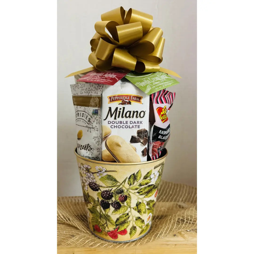 Jenny's Small Berry Gift Tin Basket - Gourmet Snacks in Reusable Berry Tin