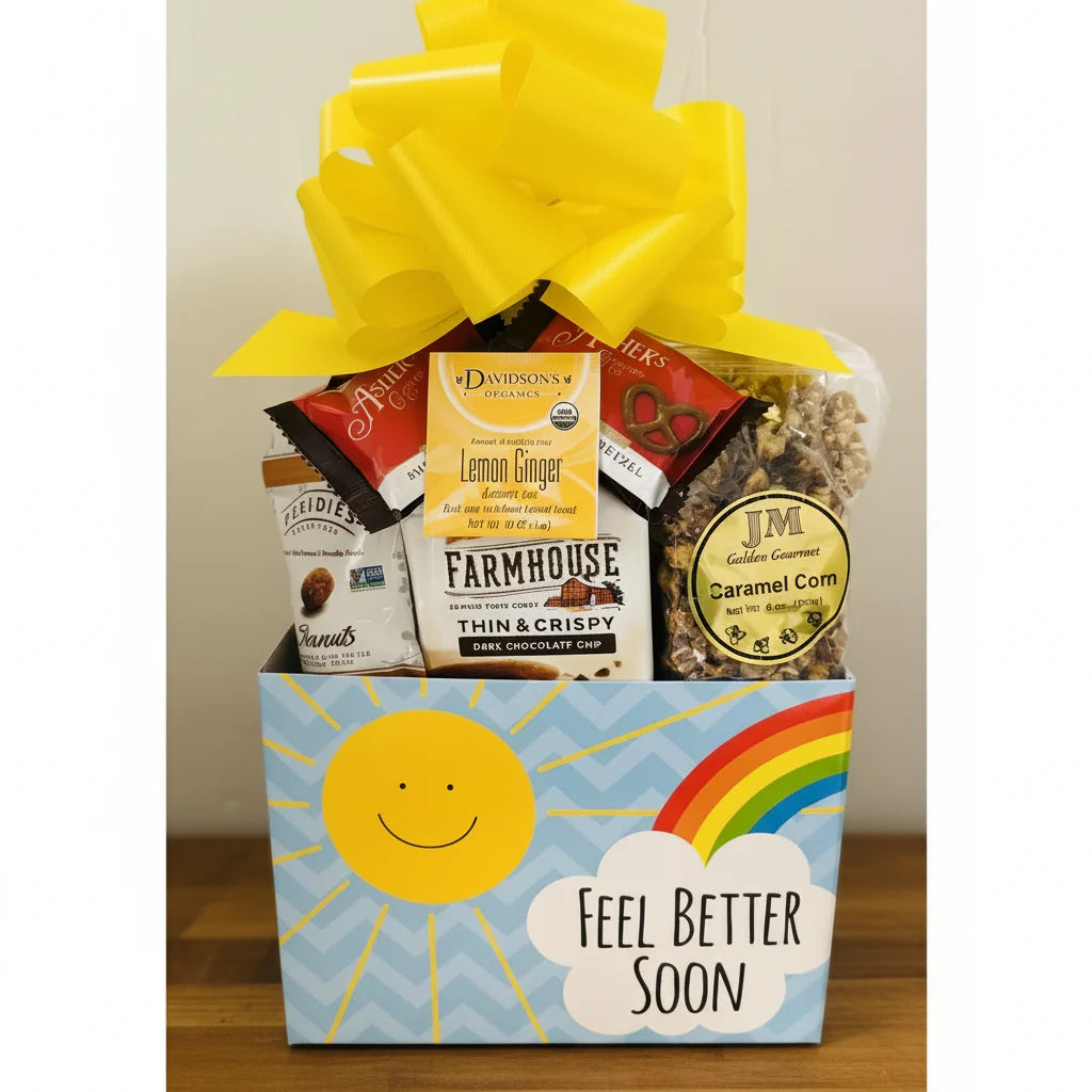 Large Feel Better Soon Gift Box - Get Well Care Package with Gourmet Snacks