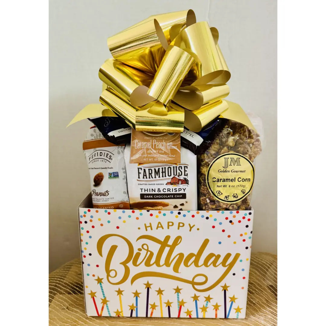 Large Happy Birthday Gift Box - Gourmet Birthday Basket with Snacks & Treats