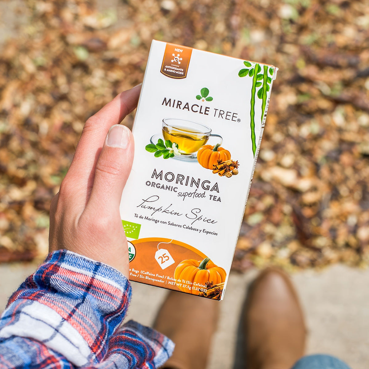 Organic Moringa Tea - Pumpkin Spice - Caffeine-Free Herbal Tea