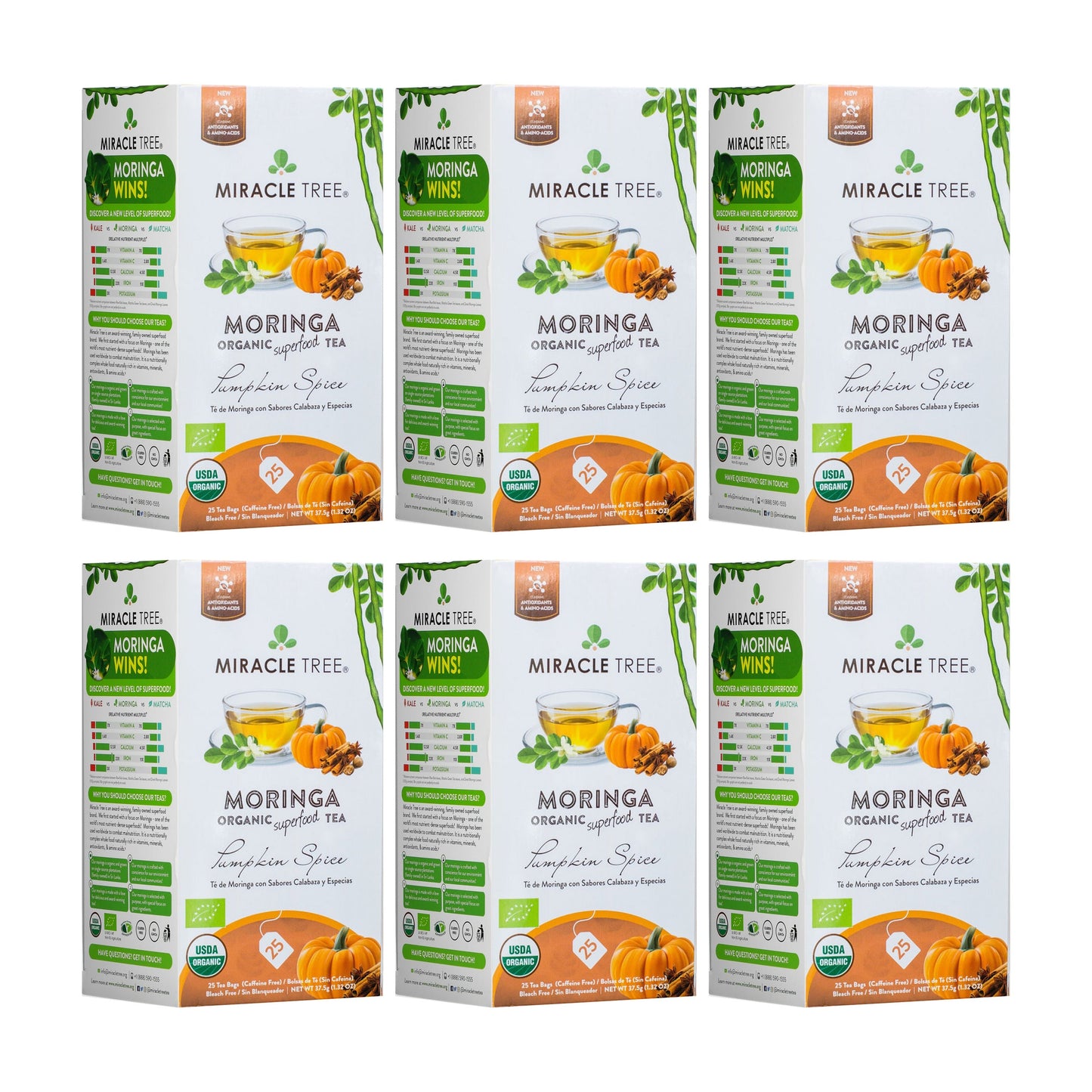 Organic Moringa Tea - Pumpkin Spice - Caffeine-Free Herbal Tea