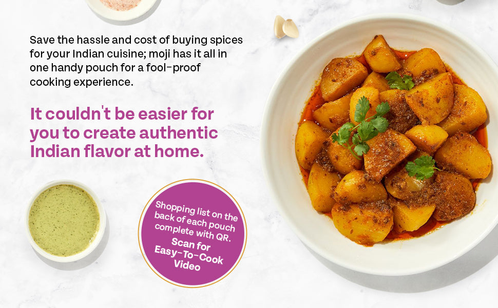 Indian Spice Gift Set for Beginners – Tandoori Chicken, Cauliflower Curry & Potato Curry | 3 Dishes, 3 Recipes | moji masala®