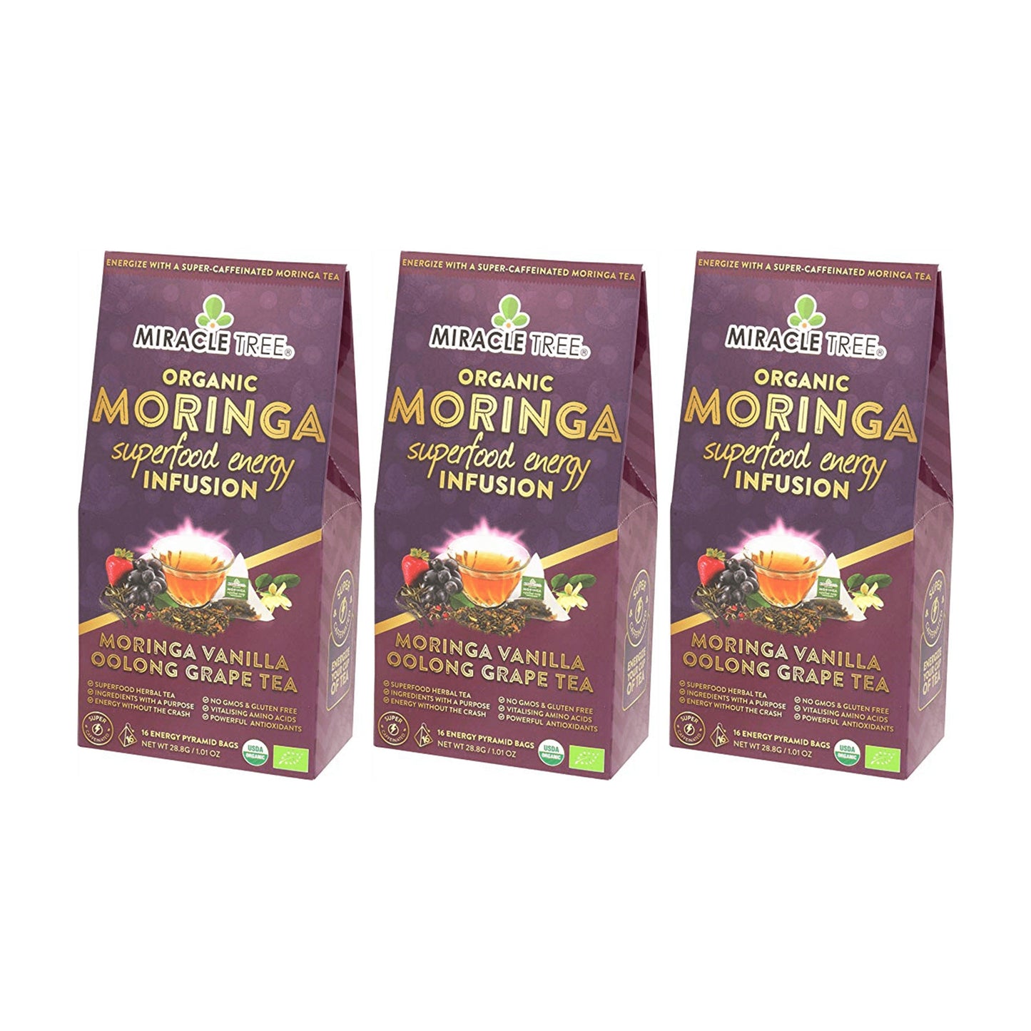 Organic Moringa Energy Tea - Grape Vanilla - Natural Coffee Alternative