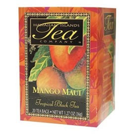 Hawaiian Islands Mango Maui Tropical Black Tea, All Natural - (20 Tea Bags Per Box)