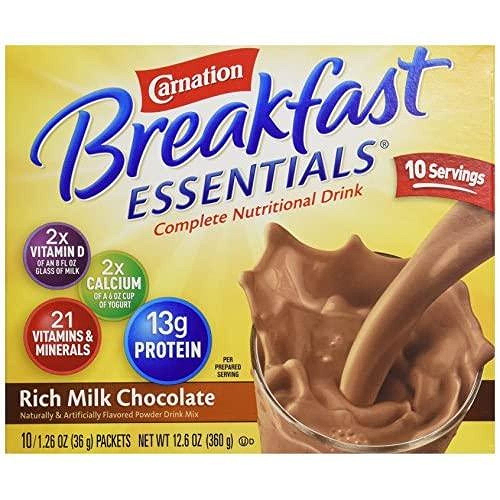 Carnation, Breakfast Essentials Powder Drink Mix, Rich Milk Chocolate, 10 Ct(pack of 1)