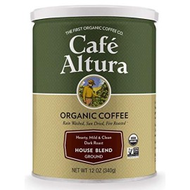 Cafe Altura Ground Organic Coffee, House Blend, 12 Ounce (Pack of 3), Green