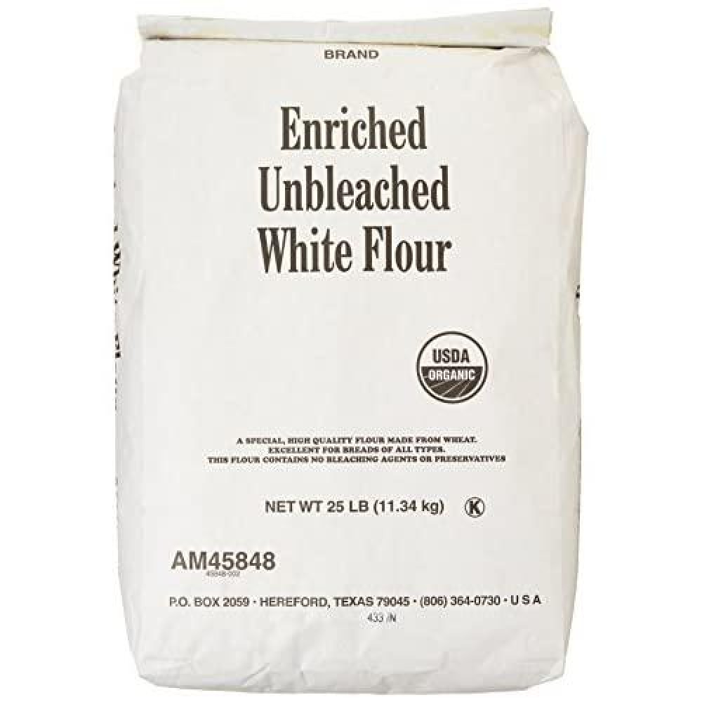 Arrowhead Mills Flour, Unbleached White, 95% Organic, 25 Pound Package