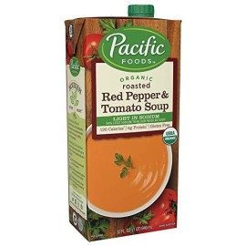 Pacific Foods Organic Creamy Roasted Red Pepper & Tomato Soup, Light Sodium,32 Fl Oz (Pack of 12)