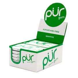 PUR 100% Xylitol Chewing Gum, Sugarless Spearmint, Sugar Free + Aspartame Free + Gluten Free, Vegan & Keto Friendly - Healthy, Low Carb, Simply Pure Natural Flavored Gum, 9 Pieces (Pack of 12)