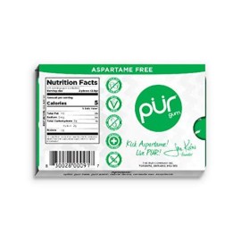 PUR 100% Xylitol Chewing Gum, Sugarless Spearmint, Sugar Free + Aspartame Free + Gluten Free, Vegan & Keto Friendly - Healthy, Low Carb, Simply Pure Natural Flavored Gum, 9 Pieces (Pack of 12)