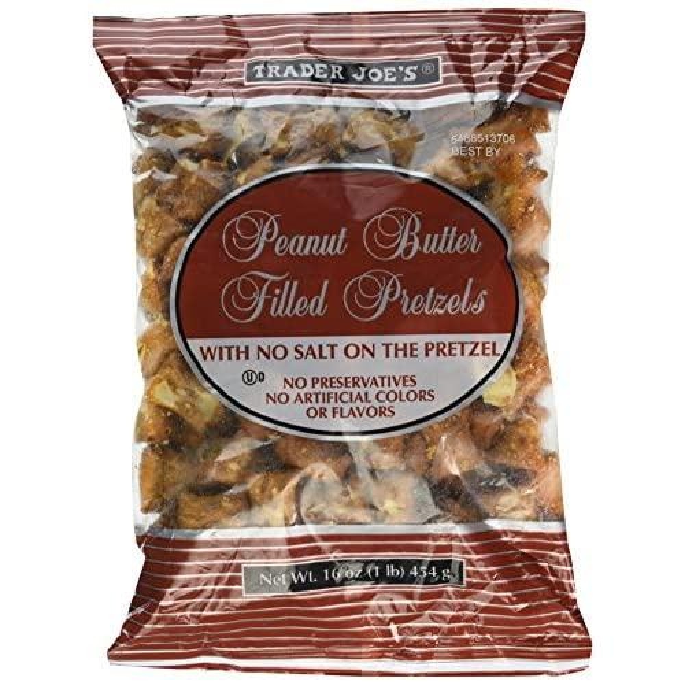 2--Trader Joes Peanut Butter Filled Pretzels with No Salt on the Pretzel