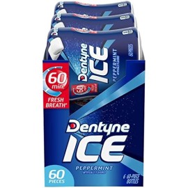 Dentyne Ice Peppermint Sugar Free gum, 6 Bottles of 60 Pieces (360 Total Pieces)