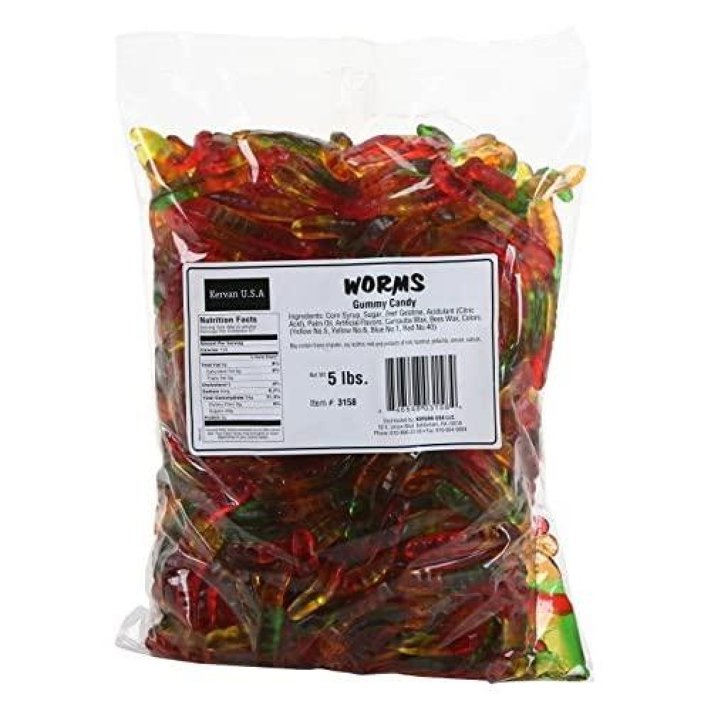 Dr. Snack Gummy Candy, Worms, 5 Pound