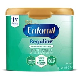 Enfamil Reguline Baby Formula, Designed for Soft, Comfortable Stools, with Omega-3 DHA & Probiotics for Immune Support, Reusable Powder Tub, 19.5 Oz