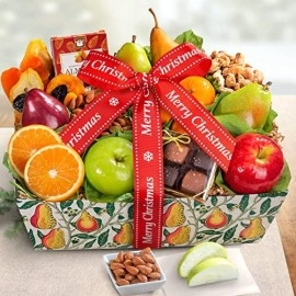 Merry Christmas Orchard Delight Fruit and Gourmet Gift Basket