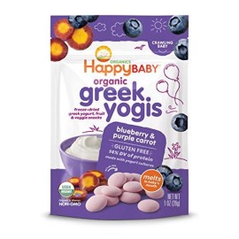 Happy Baby Organics Greek Yogis Freeze Dried Yogurt & Fruit Snacks, Blueberry & Purple Carrot, Packaging May Vary, 1 Oz