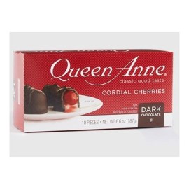 Queen Anne, Cherry Cordials, Dark Chocolate, 10 Pieces, 6.6oz Box (Pack of 2)
