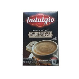 Indulgio Vanilla Frosted Cinnamon Bun Cappuccino, 12-Count Single Serve Brew Cups