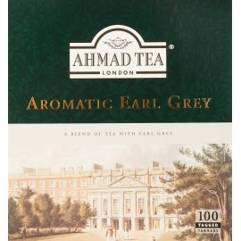 Ahmad Tea Black Tea, Earl grey Aromatic Teabags, 100 ct - caffeinated and Sugar-Free