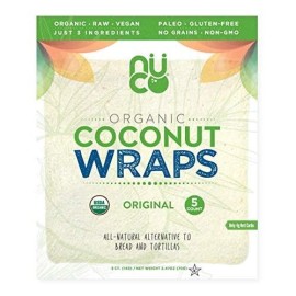 NUCO Certified ORGANIC Paleo Gluten Free Vegan Coconut Wraps, 5 Wraps, 2.47 oz