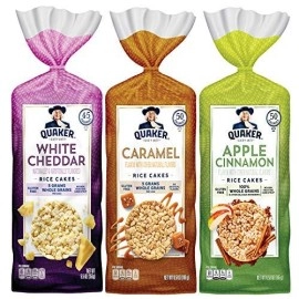 Quaker Large Rice Cakes, Gluten Free, 3 Flavor Variety Pack, 6 Count