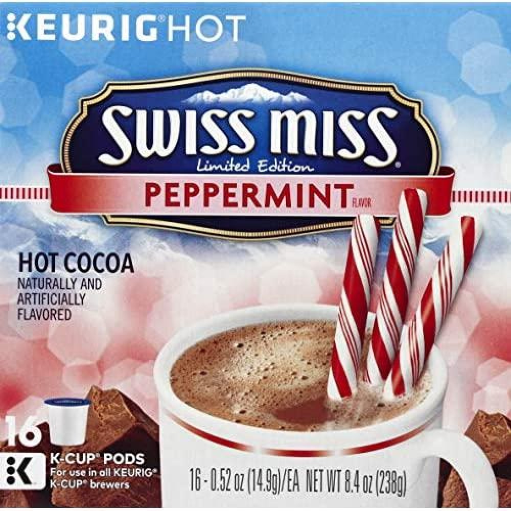 Swiss Miss Peppermint Chocolate Hot Cocoa, Keurig K-Cups, 16 Count