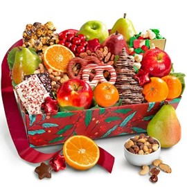 Holiday Chocolate, Nuts & Fresh Fruit Gift Basket