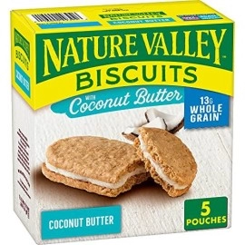 Nature Valley Biscuits, Coconut Butter, Breakfast Biscuits with Coconut Filling, 1.35 oz, 5 ct
